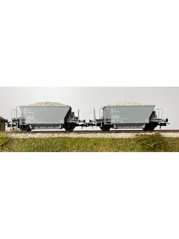 Os.kar 4354 FS set di due carri serie Fcc, livrea standard in grigio cenere, epoca IV